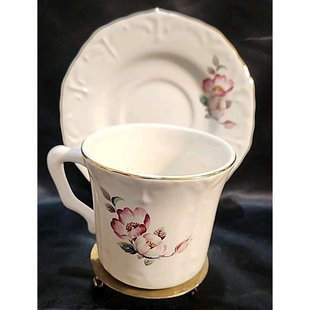 Cup & Saucer HWE1 pattern by House of Webster, featuring pink floral designs - Picture 2 of 8